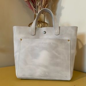Portland Leather Goods Mini Crossbody Tote in Beluga Unicorn Color 🦄